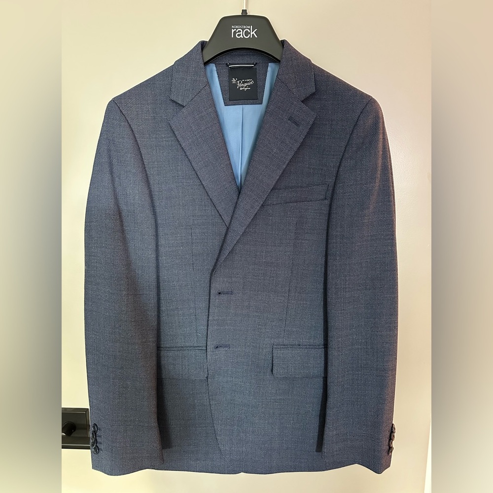 Original Penguin Navy Birdseye Stretch Suit Jacket